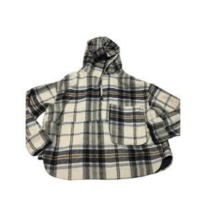 Ashley by 26 International Plaid Wool Blend Quarter Zip Hoodie Jacket Medium